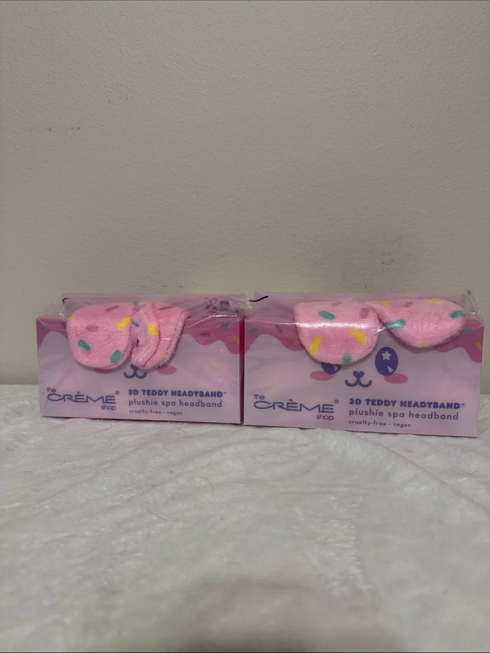 2 for 35 or 1 for 19 Pink Teddy Plush Spa Headband with Sprinkles